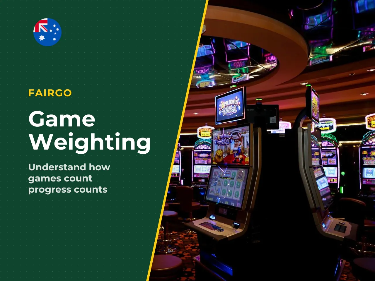 Game weighting. Pokies contribute 100